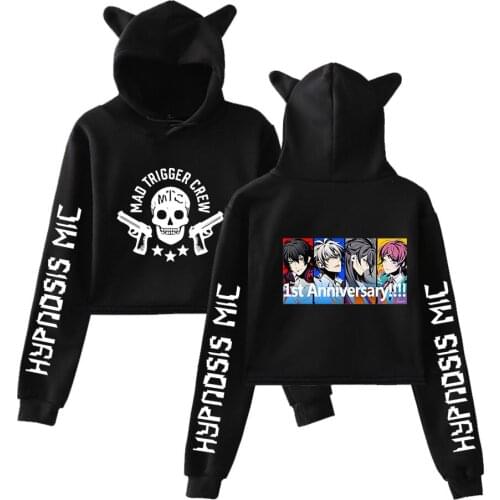 Print Hypnosis Mic spring hot sale Kawaii cat ear cotton hoodie casual all-match pullover loose hoody comfortable sexy hoody top