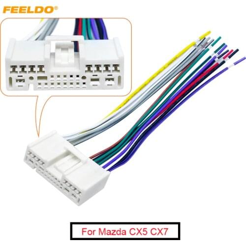 FEELDO 1PC Car CD Radio Audio Power Harness Cable Adapter For Mazda 2 3 5 6 8 Mazda CX5 CX7 #FD-1238