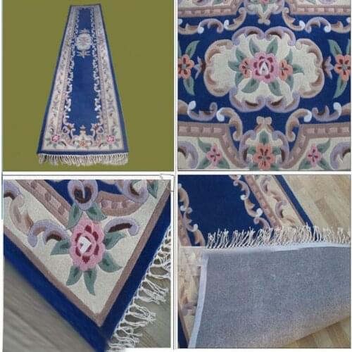 Corridor wool carpet Handmade three dimensional carved pure wool carpet fashion american Blue living room coffee table carpet