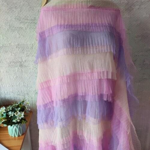 Multi-Layer Mesh Creased Fabric Seven Color Pinkish-Purple Cake Dress Doll Dress Wedding Dress Lace Fabric