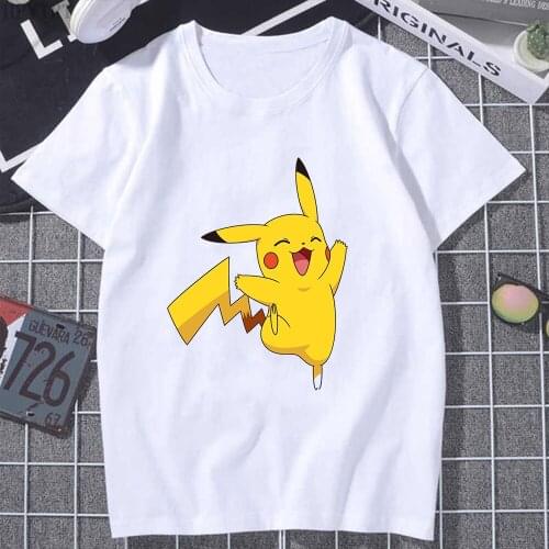 Fashion T-shirt Pokemon Pikachu New Manga Kawaii Women Tops Print Cute White Casual Clothes Cartoons Aesthetic Femme Tee Things