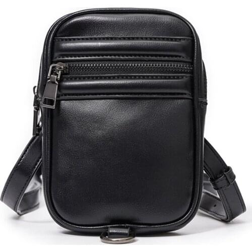 Fashion Mini Crossbody Bags Male High Quality PU Leather Business Messenger Bags 2021 New Solid Color Shoulder Bag Phone Purses