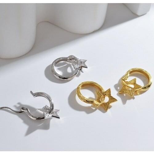 MOFLO Delicate Real 18k Gold Plated CZ Circle Drop Earrings Cubic Zirconia Flower Stud Earrings