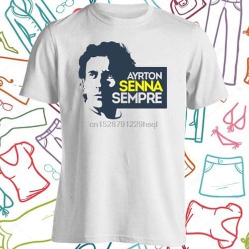 New Ayrton Senna Sempre Racer Men White T-Shirt 2019 New Brand Clothing Men Cool O-Neck Tops Neon T Shirts