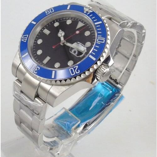 40MM Black Sterile Dial Sapphire Glass NH35A Ceramic Bezel Date Mechanical Luminous MIYOTA 8215 Movement Automatic Mens Watch