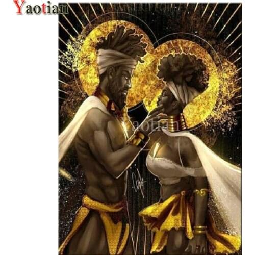 5d DIY Diamond Painting Kit African Black Lover Full Drill Square / Round Crystal Mosaic Diamond Painting Embroidery Accessories