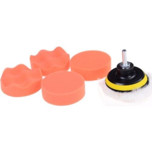 6Pcs Buffing Pad Set Thread 3 Inch Auto Car Polishing Pad Kit For Car Polisher + Drill Adaptor M10 Power Tools Accessories