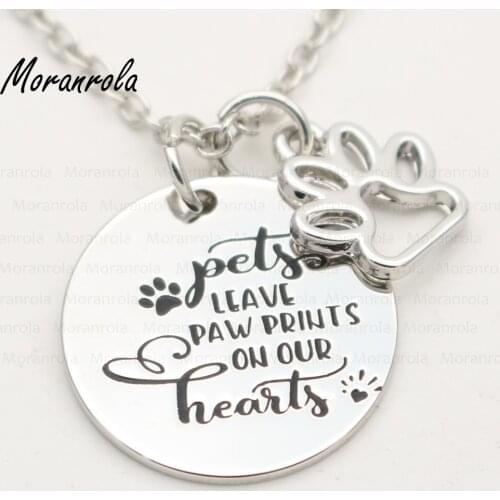 New arried "Pets Leave Paw Prints On Our Hearts "dog lover Copper silver necklace &Keychain,charm,Dogs Cats Funny jewelry