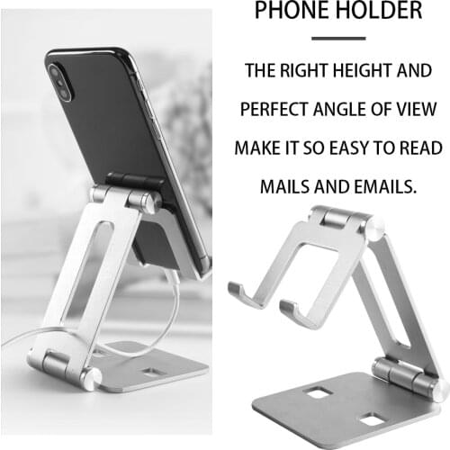 New Desktop Phone Folding Stand Adjustable Mobile Phone Holder Home Office Aluminum Alloy Non-slip Rack