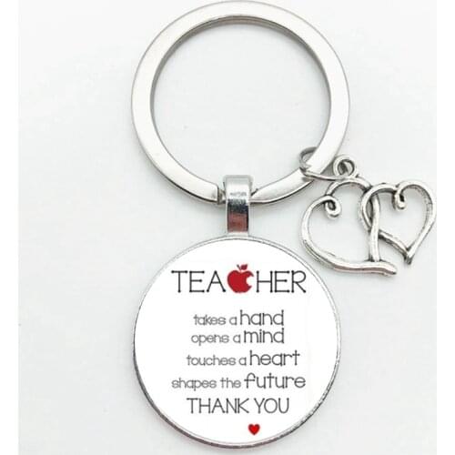 Gift for The Teacher Day Keychain The Best Teacher Present Cut Car Key Chain Ring Holder for Men and Women Jewelry