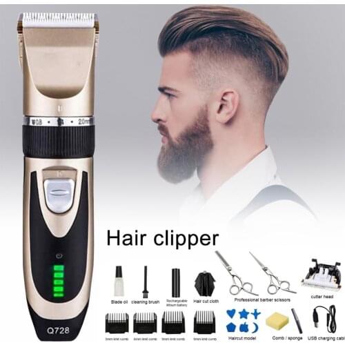Professional Haircut Kit Hairdressing Hair Clipper USB Rechargeable Trimmer Set with Guide Comb Cleaning Brush for Children Men