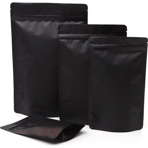 Various Sizes Matte White Black Stand Up Pouches Aluminum Foil Zip Lock Plastic Bags Doypack Coffee Tea Packaging Bag 50pcs