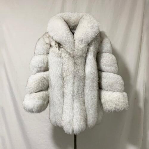 Rf2068 Winter King of Warmth Super Luxury Big Collar Natural Fox Fur Coat Long Sleeve Fluffy Real Fur Coat Woman
