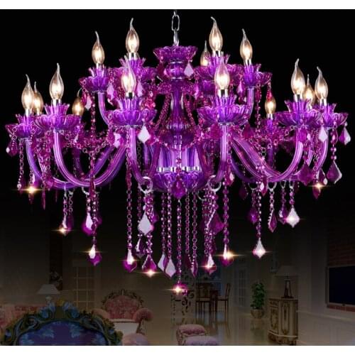Bedroom lamp romantic purple crystal chandeliers for living room purple dining room lighting contemporary chandelier for kitchen