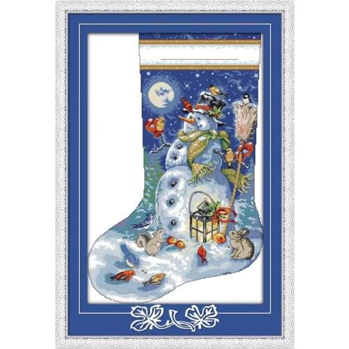 Christmas Stocking-Snowman Home Decor Painting Count Printed On Canvas DMC 14CT 11CT Cross Stitch Embroider kits Needlework Sets