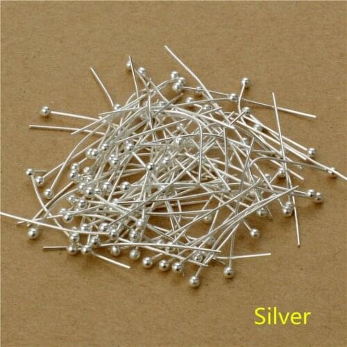 200pcs Silver Metal Ball Head Pins Length 20/25/30/40/50mm Headpins Needles for Diy Jewelry Making Findings Dia 0.5mm