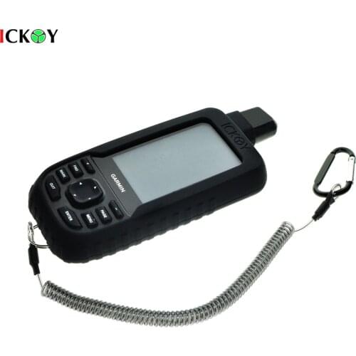 Silicone Protect Case Cover+Safety Retractable Tether Steel Inside Stretch Coiled Lanyard for Garmin eTrex 10 20 30 10x 20x 30x