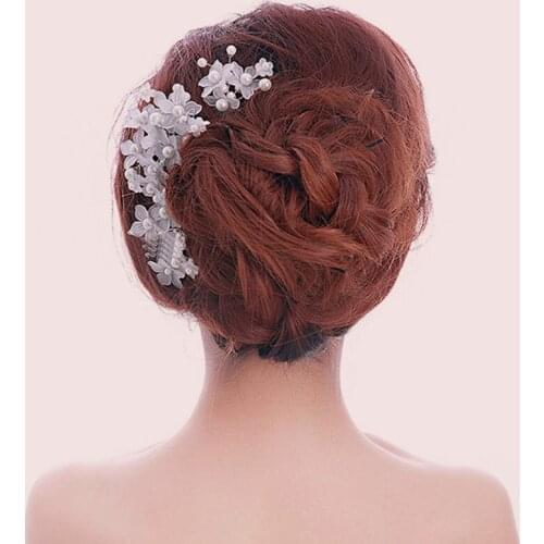 Bridal Hair Accessories Pearl Flower U Clip Crystal Rhinestone Chinese Wedding Bride Hair Sticks Pin Hearwear Wedding Jewelry