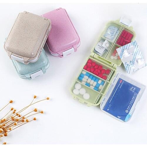 Three-layer Small Pill Box Tablet Splitters Medicine Sealed Wheat Straw Safety Portable Pill Box Small Medicine Divider Storage