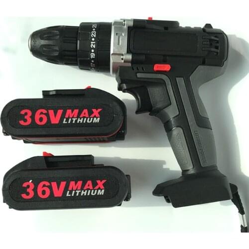 36V 6500mAh Impact Drill 5~28Nm 25-speed Torque Double Speed Brushless Cordless Electric Drill Screwdriver Hammer LED lighting