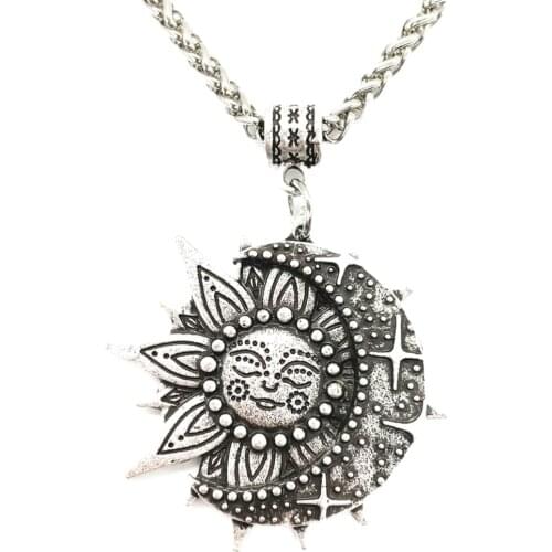 Wiccan Sun Moon Star Yoga Necklace Women Mandala Lotus Flower Wicca Witchcraft Witch Jewelry Neckless Spiritual Indian Jewelery