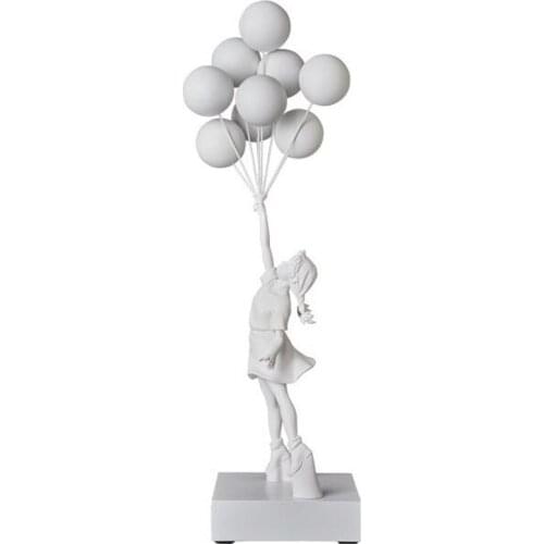WU CHEN LONG Balloon Girl Statues Flying Balloons Girl Art Sculpture Resin Craft Home Decoration Christmas Gift 57 cm R4016
