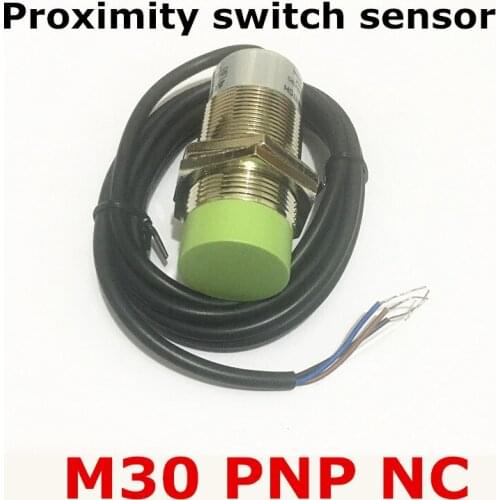 Factory price cylinder non-flush type M30 DC 6-36V 3 wires proximity switch inductive sensor PNP NC/normally Close distance 15mm