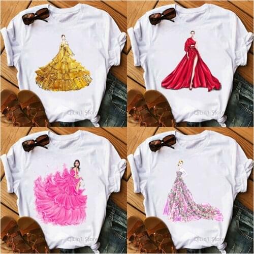 Fashion Novelty Flowers Dress Art Print T-Shirt Women Funny T Shirts Femme Tumblr Tshirt 90s 00s Sexy Grunge Aesthetic Clothes
