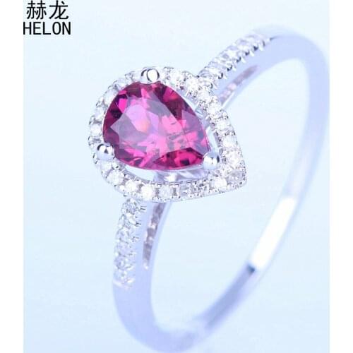 925 Sterling Silver 7X5mm Pear Genuine Tourmaline Ring Wedding Engagement Fine Jewelry Tourmaline & Diamonds Ring Women Elegant