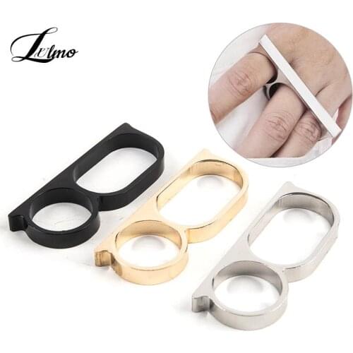 1PCS Personality Hyperbole Ring For Men Double Knuckle Blogger Two Finger Punk Ring