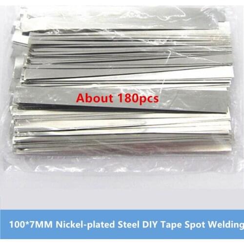 100g around 180pcs 100*7MM 18650 Lithium Li-ion Battery Connector Nickel-plated Steel Nickel Sheet Strip DIY Tape Spot Welding