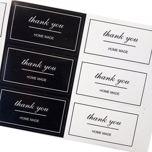 1200 Pcs/lot New Thank You Seal Stickers Gift Seal Black White Sticker For Homemade Bakery Packaging Label Handmade Sticky