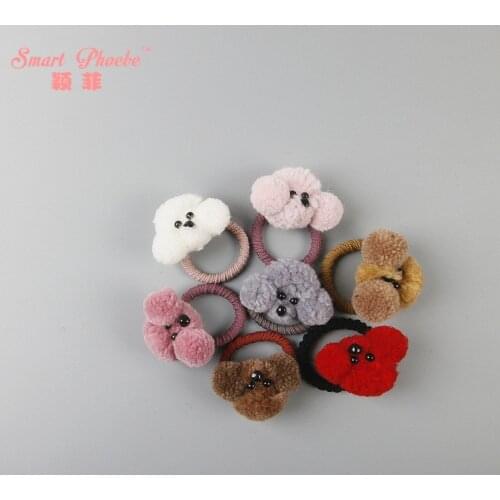 14pcs Fashion Cute Felt Dog Head Hair Ties Mini Poodle Dog Elastic Hair Bands Princess Girls Hair Accessories Princess Headwear
