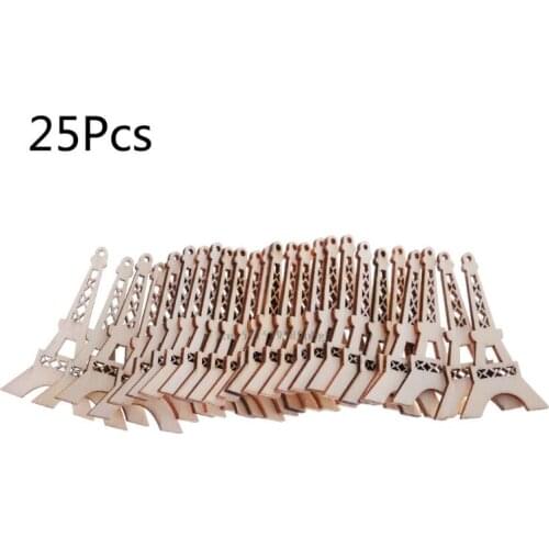25pcs Laser Cut Wood Embellishment Wooden tower Shape Craft Wedding Decor