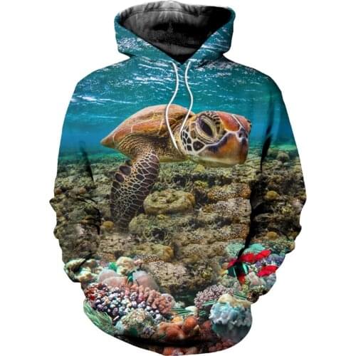 3D printing turtle row zipper shirt casual Street Hoodie fashion Sweatshirt