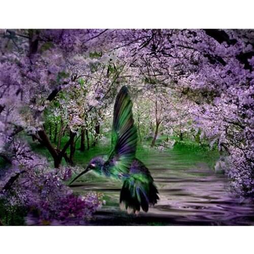 New 5D Diy Diamond Painting Cross Stitch Full Drill Square Resin Mosaic Diamond Embroidery Hummingbird Rhinestones Needlework