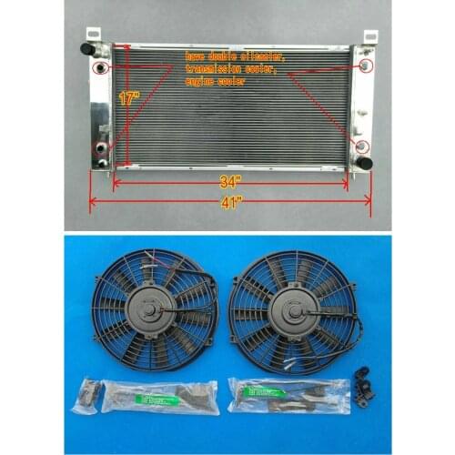 Aluminum Radiator + Fan*2 For Hummer H2 6.0 V8 2003-2009 / Silverado pickup 6.0 V8 1999-2011 High Performance