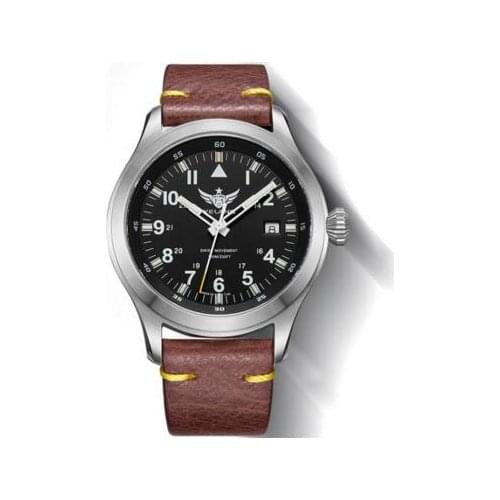 Yelang Men pilot watch Quartz Tritium T100 Ronda Movement WR100M Sapphire Genuine Leather Lithium battery Military Watch