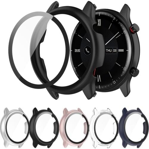 PC Case For Huami Amazfit GTR 2 2e eSIM Full Screen Protection Cover Tempered glass Plating Shell Electroplating Frame