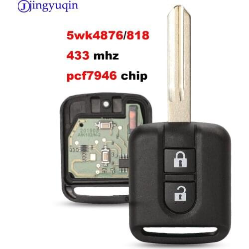 Jingyuqin 433MHz ID46 PCF7946 Chip Remote Key Fob For Nissan Elgrand X-TRAIL Qashqai Navara Micra Note NV200 5WK4876/ 818