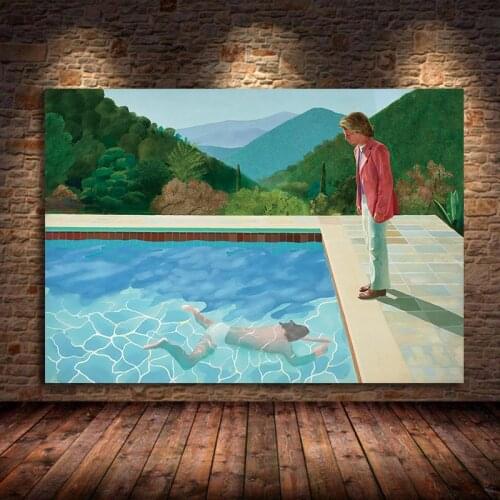 David Hockney (Pool with Two Figures) Canvas Painting Poster Prints Quadros Wall Art Picture For Living Room Home Decor Unframed