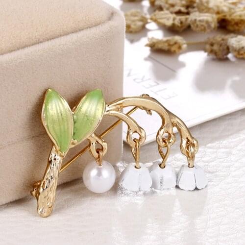 Elegant Lily Of The Valley Brooches For Women Girls Flower Vegetable Brooch Pins Party Wedding Engagement Fashion Jewelry Gifts