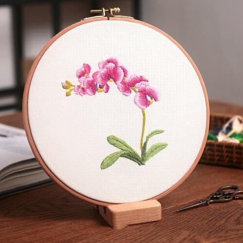 Chinese DIY Embroidery Kit with Frame for Beginner Flower Pattern Printed Cross-Stitch Set Handmade Sewing Art Craft Home Decor