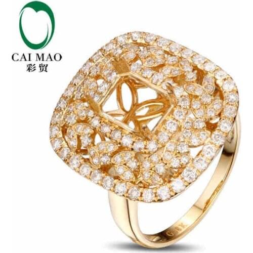 CaiMao Emerald cut Semi Mount Ring Settings & 0.76ct Diamond 18k Yellow Gold Gemstone Engagement Ring Fine Jewelry