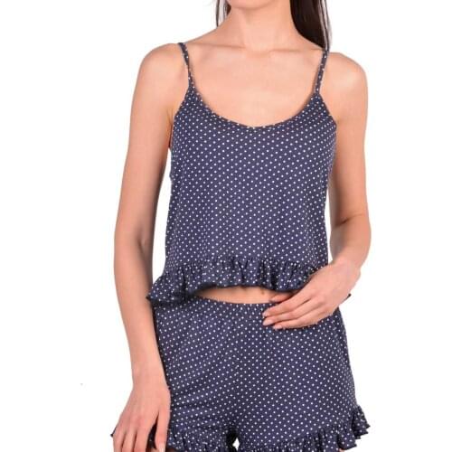 2 pcs Polka Dot Sexy Sleep Suit Women Pajamas Shorts And Sleeveless Top Spaghetti Strap Pyjama Home Nightwear