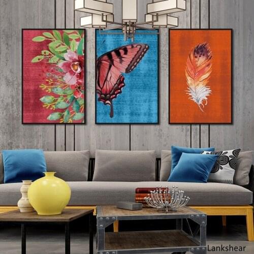 Nordic Creative Plants Butterfly Flowers Canvas Painting Posters And Prints Wall Pictures For Living Room Home Decor Artwork