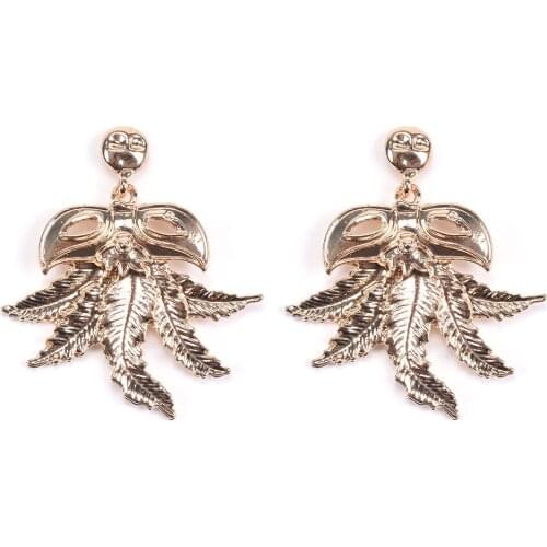 Creative Gold Metal Leaf Earrings Women Brand Statement ZA Earrings Jewelry Female Hip Hop Punk Long Drop Earrings 2019