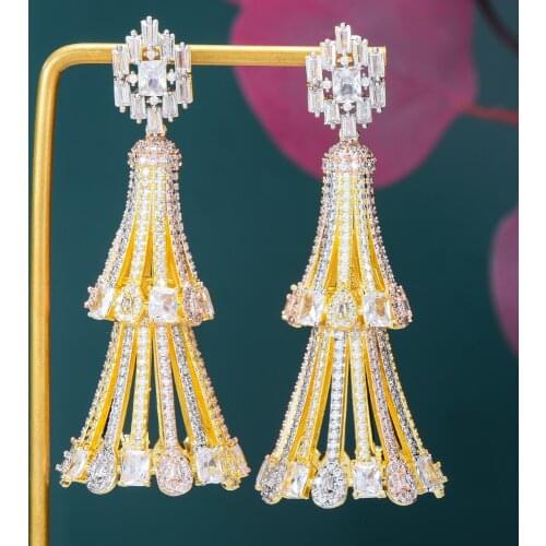 Missvikki Luxury Spin Long Big Pendant Earrings For Women Wedding Party CZ Dubai Bridal Earrings Fashion Trendy Jewelry