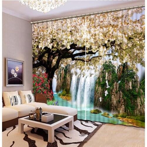 Fashion Customized Home Bedroom Decoration 3D Curtain Mountain Scenery Flower Curtains For Blackout Curtains Living Room