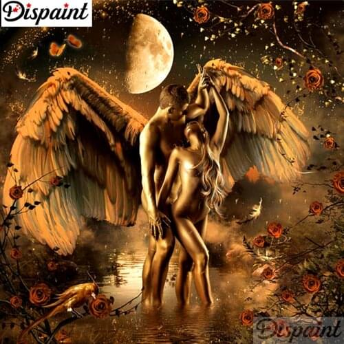 Dispaint Full Square/Round Drill 5D DIY Diamond Painting "Angel couple scenery" 3D Embroidery Cross Stitch 5D Home Decor A11446